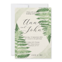Minimalist Green Fern Wedding Invitation