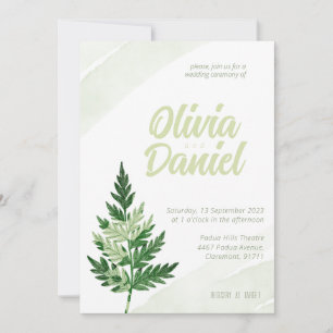 Minimalist Green Fern Wedding Invitation