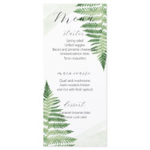 Minimalist Green Fern Wedding Menu