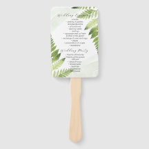 Minimalist Green Fern Wedding Program Fan