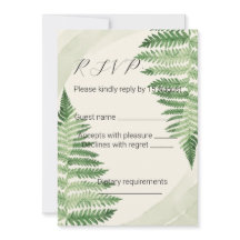 Minimalist Green Fern Wedding RSVP card