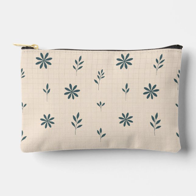 Minimalist Green Floral  Accessory Pouch (Front)