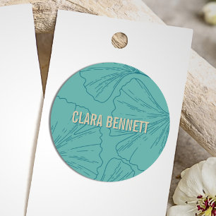 Minimalist Green Floral Elegant Botanical Classic Round Sticker