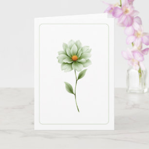 Minimalist Green Flower Blank Folded Greeting Card