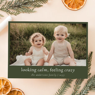 Minimalist Green Funny Christmas Family Photo Holiday Card