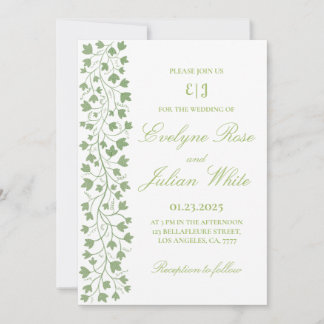 Minimalist Green Ivy Wedding Invitation