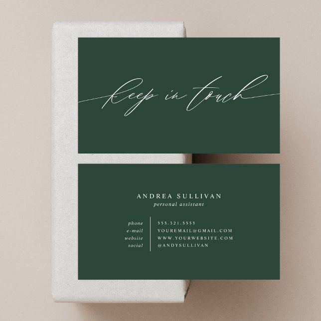 Minimalist Green Keep in Touch Contact or Business Card (Creator Uploaded)