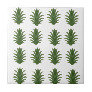 Minimalist Green Leaf Botanical Paper Plate Ceramic Tile