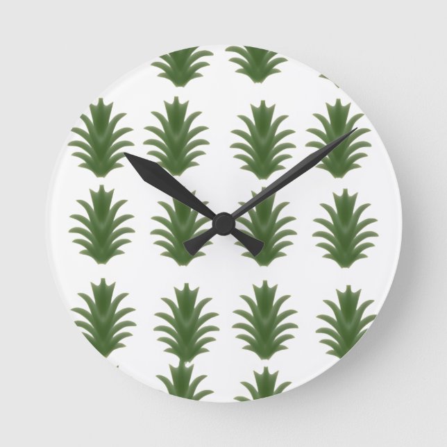 Minimalist Green Leaf Botanical Paper Plate Round Clock (Front)