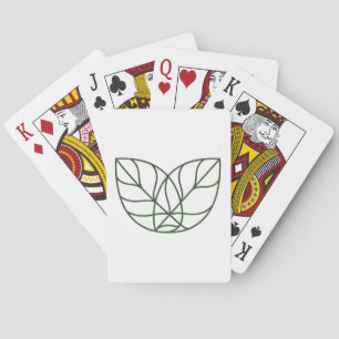 Minimalist Green Leaf Line Art Playing Cards