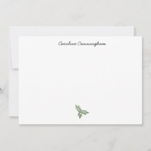 Minimalist Green Leaf Spray Flat Note Card