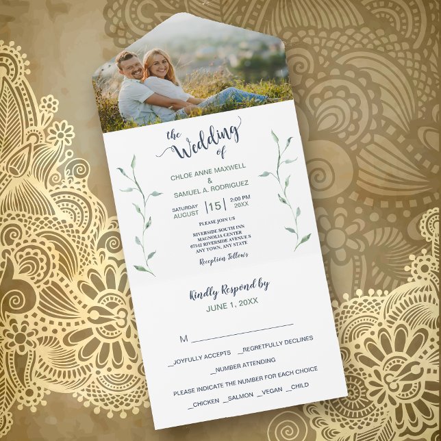 Minimalist Green Leaves Photo Template Wedding (Creator Uploaded)