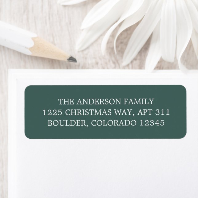 Minimalist Green Modern Christmas Return Address Label (Insitu)