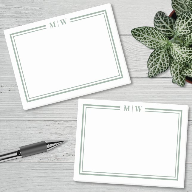 Minimalist Green Monogram Post-it Notes (Minimalist Green Monogram Post-it Notes)