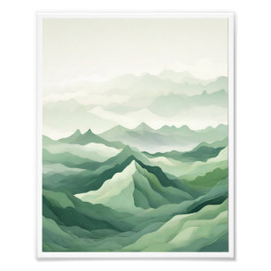 Minimalist Green Mountain Aesthetic Poster