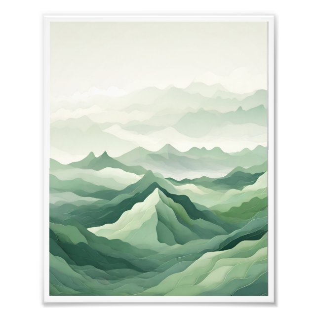 Minimalist Green Mountain Aesthetic Poster (Front)