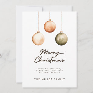 Minimalist Green Natural Ornaments Christmas Holiday Card