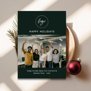 Minimalist Green Photo Company Logo Christmas Card