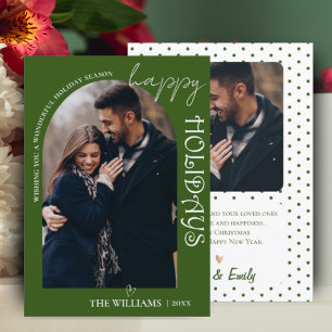 Minimalist Green Photo Happy Holidays Christmas