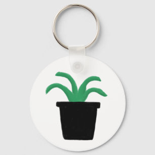 Minimalist Green Potted Plant Nature Gift Key Ring