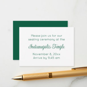 Minimalist Green Script Temple Sealing Invitation