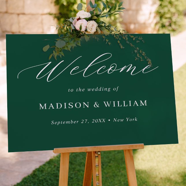 Minimalist Green Script Wedding Welcome Sign (Creator Uploaded)