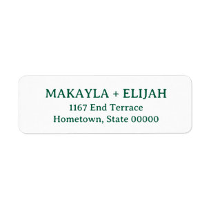 Minimalist Green Serif Name & Return Address Label