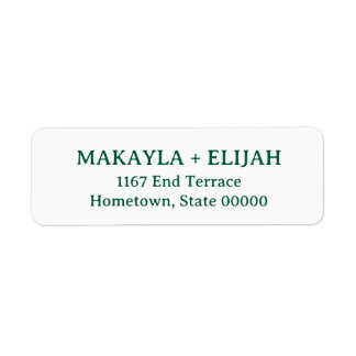 Minimalist Green Serif Name & Return Address Return Address Label