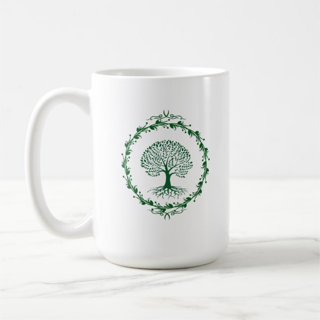 Minimalist Green Tree of LifeMug Coffee Mug (Left)