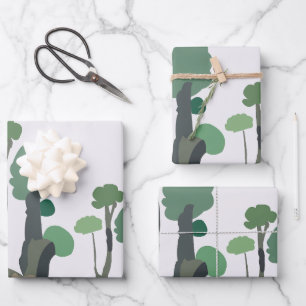 Minimalist Green Tree  Wrapping Paper Sheet