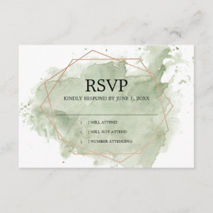 Minimalist Green Watercolor  RSVP Card