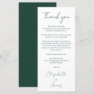 Minimalist Green Wedding Thank You Place Card