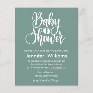 minimalist green white baby shower invitation flyer