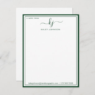 Minimalist Green White From The Desk Of Note Card