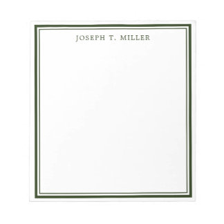 Minimalist Green White Personalised Name Template Notepad