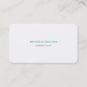 Minimalist Green & White Professional Simple Plain Business Card