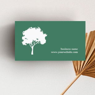 Minimalist Green White Tree Landscaping Business Card