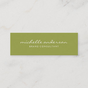 Minimalist Green with Cursive Text Mini Business Card