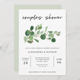 Minimalist Greenery Couples Shower Invitation