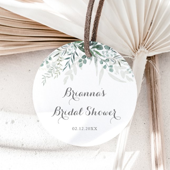 Minimalist Greenery Eucalyptus Bridal Shower Favou Classic Round Sticker (Creator Uploaded)