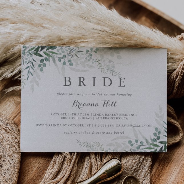 Minimalist Greenery Eucalyptus Bride Bridal Shower Invitation (Creator Uploaded)