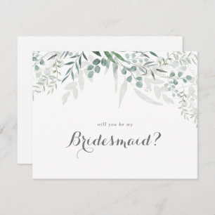 Minimalist Greenery Eucalyptus Bridesmaid Proposal Card