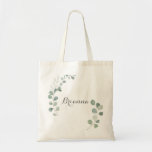 Minimalist Greenery Eucalyptus Bridesmaid Tote Bag<br><div class="desc">This minimalist greenery eucalyptus bridesmaid tote bag is the perfect wedding gift to present your bridesmaids and maid of honour for a rustic wedding. The design features watercolor elegant green eucalyptus leaves.</div>