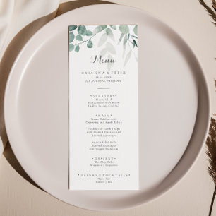 Minimalist Greenery Eucalyptus Dinner Menu