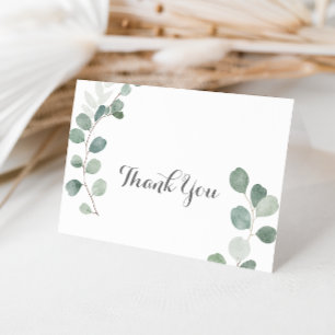 Minimalist Greenery Eucalyptus Folded Wedding Thank You Card