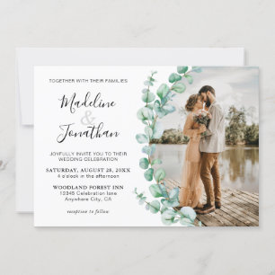 Minimalist Greenery Eucalyptus Photo Wedding Invit Invitation