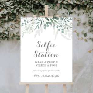 Minimalist Greenery Eucalyptus Selfie Station Sign