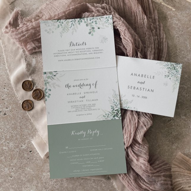 Minimalist Greenery Eucalyptus Wedding Invitation (Creator Uploaded)