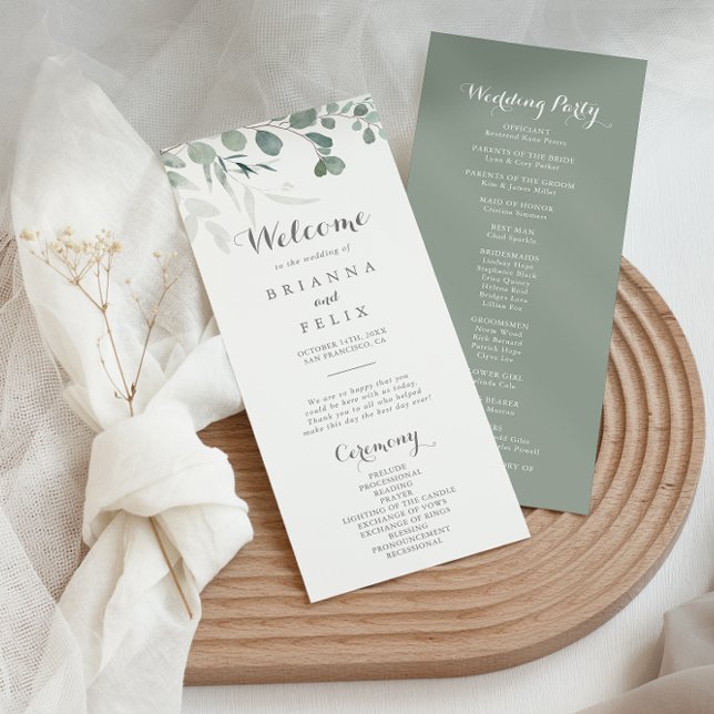Minimalist Greenery Eucalyptus Wedding Program (Creator Uploaded)