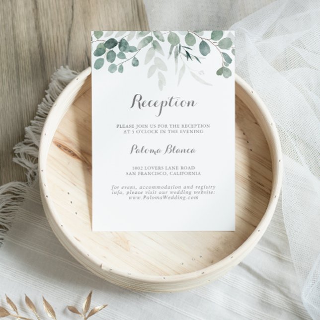 Minimalist Greenery Eucalyptus Wedding Reception Enclosure Card (Creator Uploaded)